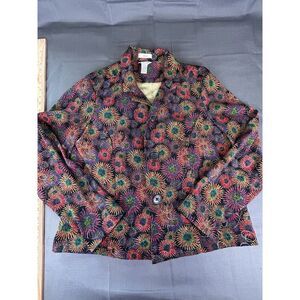 Christopher Banks Multi Colored Starburst  Long Sleeve Button Shacket. Size med